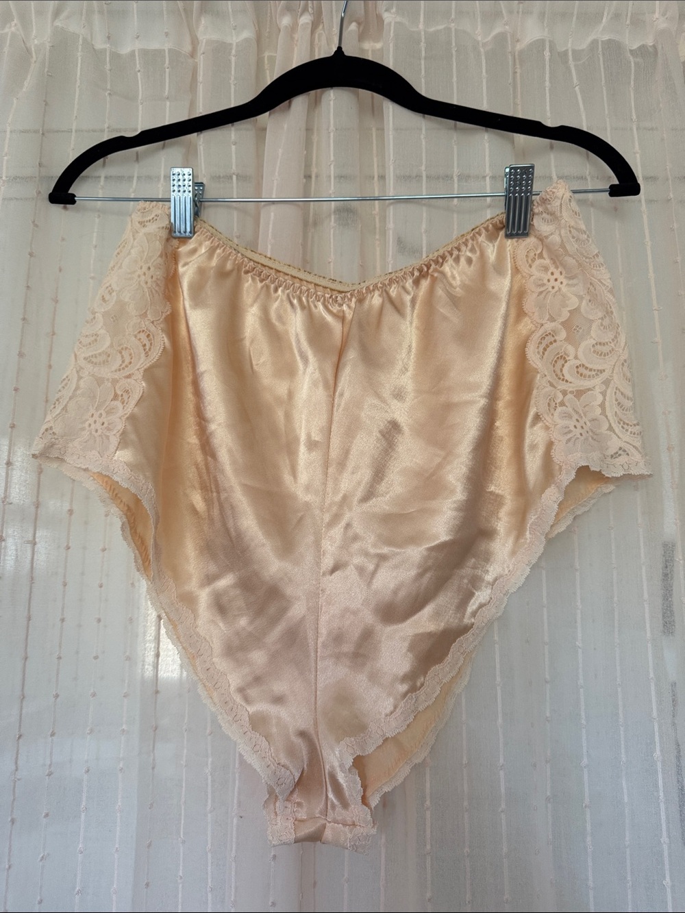 Silky Lace-Trim High-Waist Briefs in Champagne